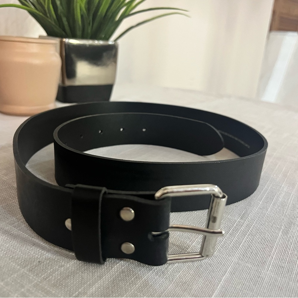 H&M Black Belt with Silver Buckle